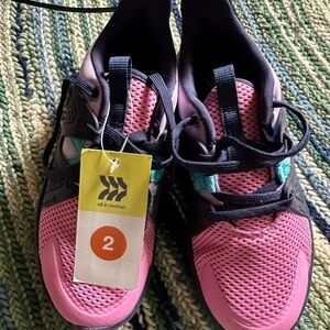 All in Motion Pink and Black Sneakers Breathable Mesh Design